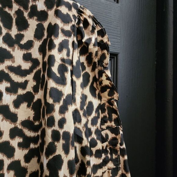J. Crew Sz. M Leopard Print Ruffle-Sleeve Top Blouse - Picture 16 of 16